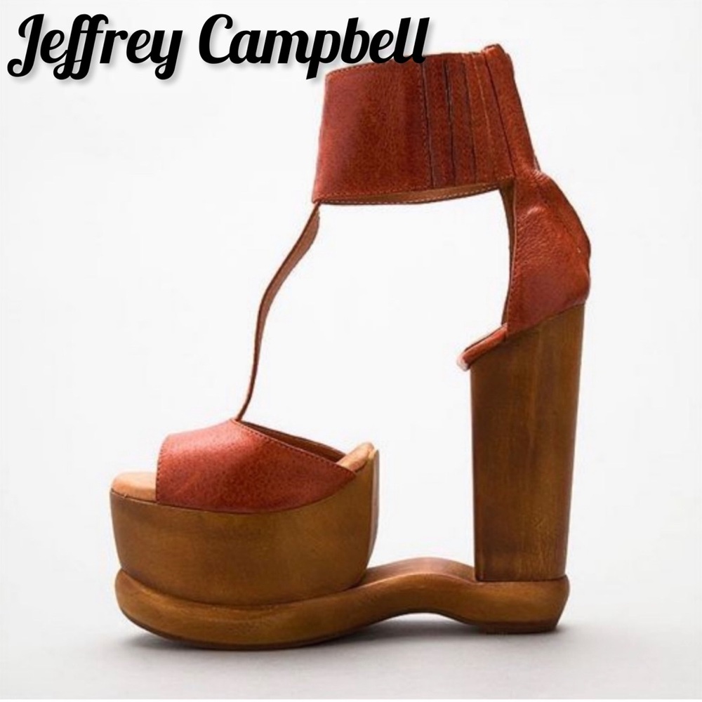 Jeffrey Campbell “Jumper” Woodies platform heels size 7 fits like 8.5M - brown